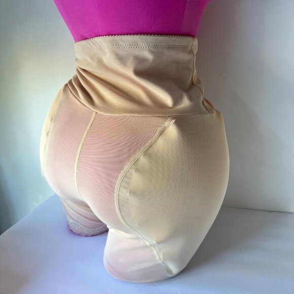 High-Waist Nude Hip Enhancer Shapewear Shorts With Lace Trim Size Large - Picture 2 of 10